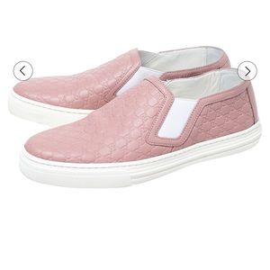 Gucci Pink Microguccisima Leather Slip On Sneakers